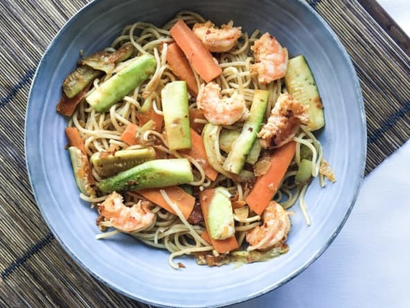 Nouilles sautées aux crevettes
