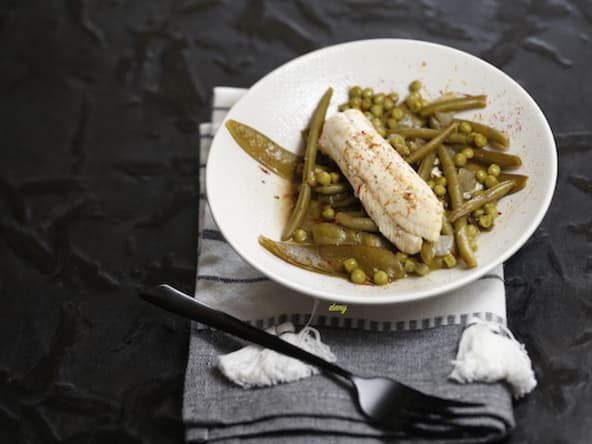Filets de sole légumes verts et safran