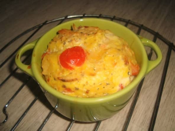 Clafoutis de chips et de tomates cerises