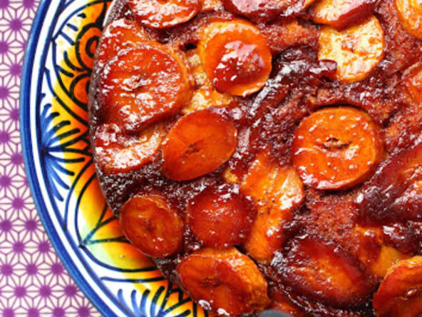 Gâteau renversé à la banane plantain