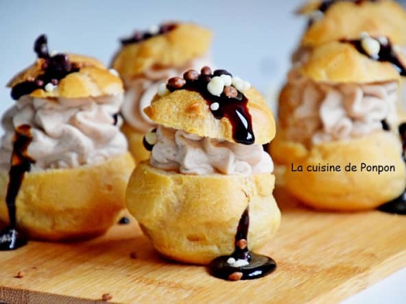 Choux garnis de chantilly à la crème de marron