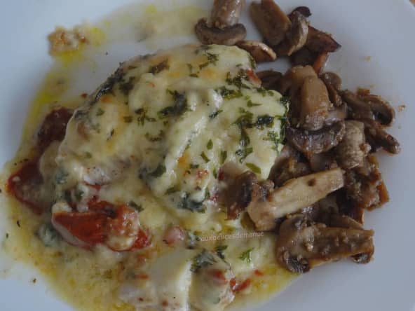 Dos de cabillaud à la béchamel au vin blanc, gratinés