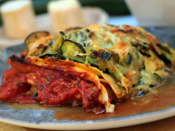 Lasagnes aux courgettes, tomates et chèvre