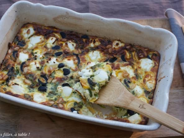 Clafoutis aux courgettes, chèvre et ail des ours