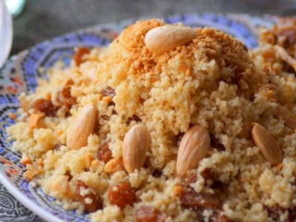 Couscous sucré aux fruits secs Seffa pour un repas de fêtes