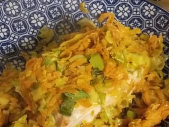 Papillotes saumon poireaux carottes