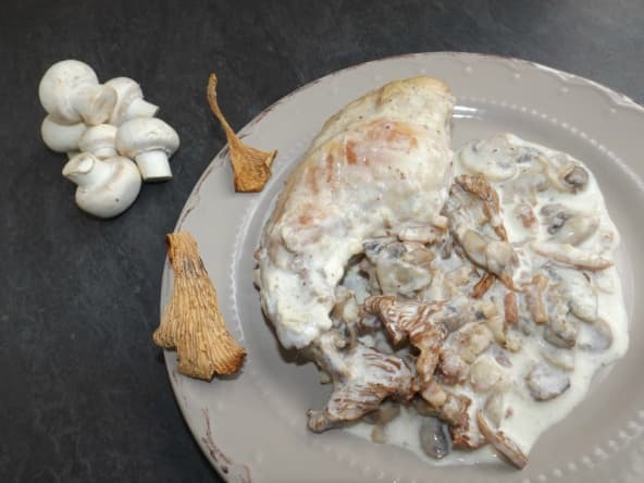 Cuisses de lapin à la crème et aux champignons