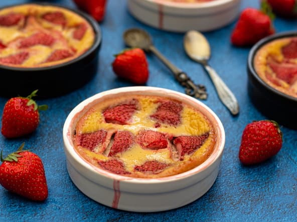Clafoutis aux fraises et chèvre frais