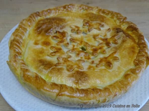 Pie poulet au curry et petits pois