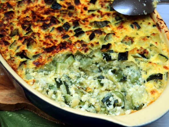 Gratin de courgettes maison à la brousse de brebis, au zeste de citron et à la menthe