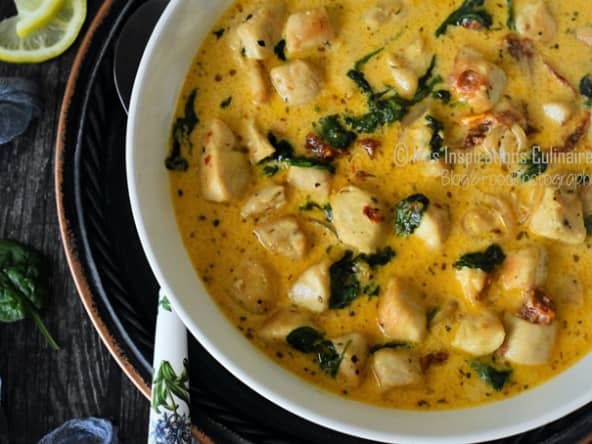 Recette poulet à la crème aux epinards
