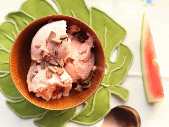 Crème glacée pastèque et chocolat