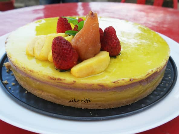 Bavarois poire pomme citron, glaçage miroir au citron