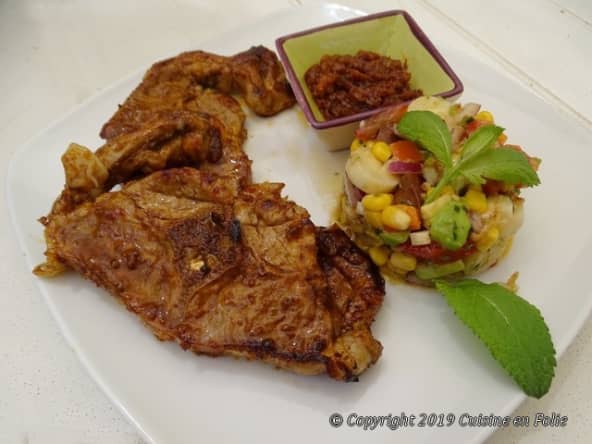 Côtes d'agneau à la texane marinade sauce BBQ