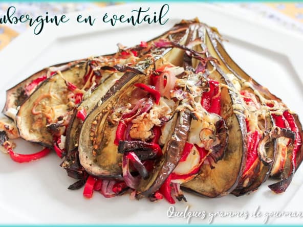 Aubergine en éventail au fromage de chèvre