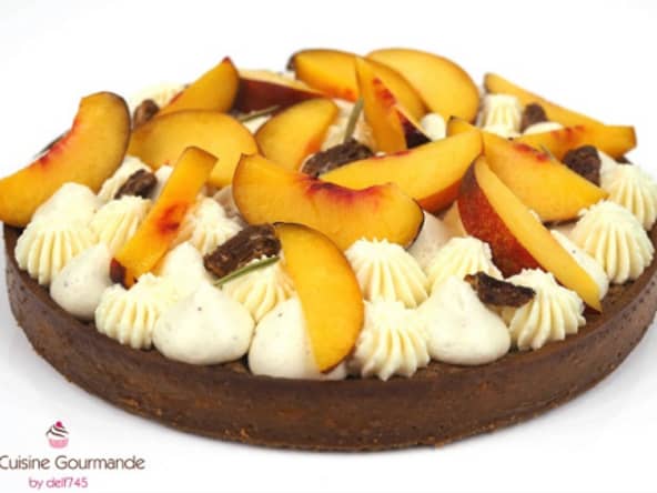 Tarte Rhubarbe Pêche Romarin et Pécan