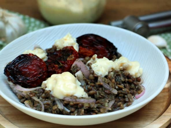 Lentilles aux tomates et au gorgonzola de Yotam Ottolenghi