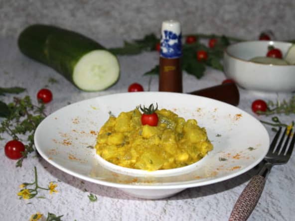 Concombres vapeur à la semoule et au curry