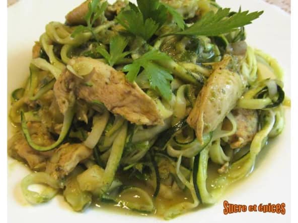 Poulet aux linguinis de courgettes