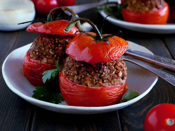 Tomates farcies aux pois chiches 