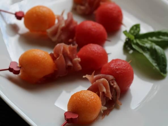 Brochettes amuse-bouche light au melon