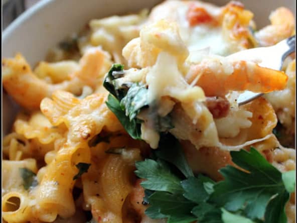 Gratin de crevettes sauce Alfredo