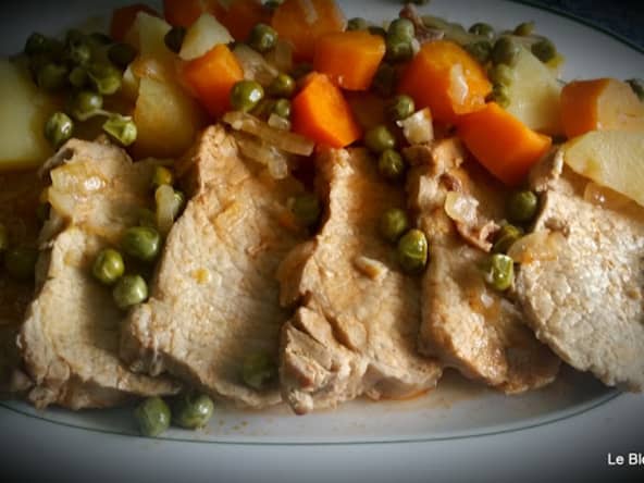 Rôti de porc aux petits pois