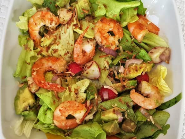 Salade de crevettes à la noix de coco 