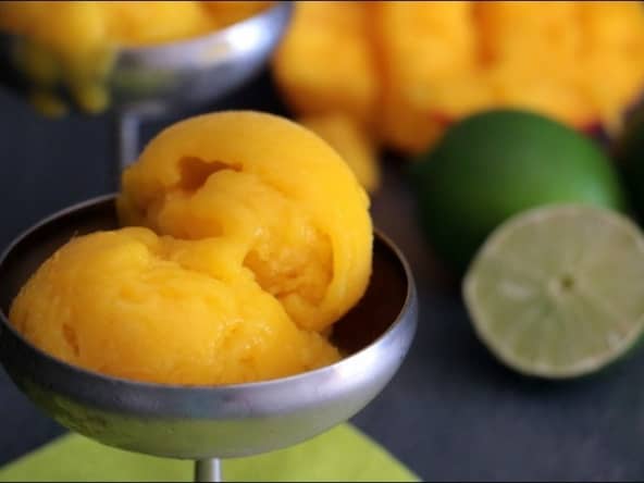 Sorbet à la mangue et citron vert - à la sorbetière