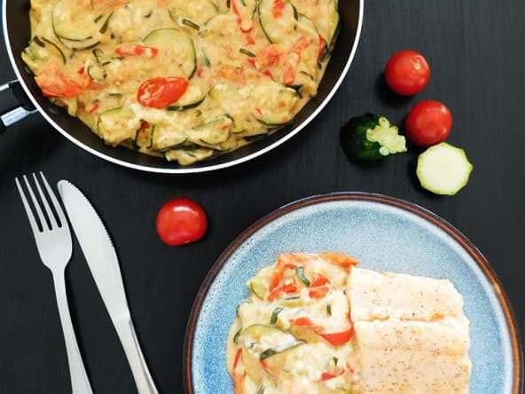 Courgettes crémeuses poivrons fromage