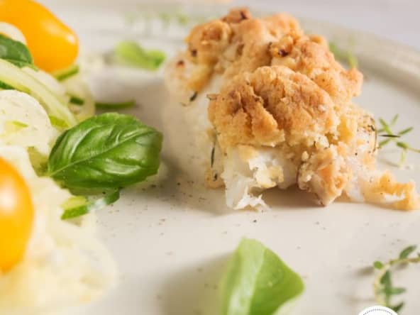 Cabillaud et crumble de noisettes