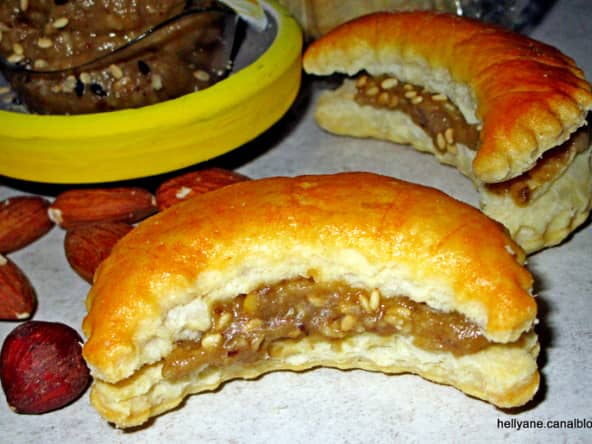 Croissants Fleurons feuilletés au caviar d'aubergines à l'huile d'argan