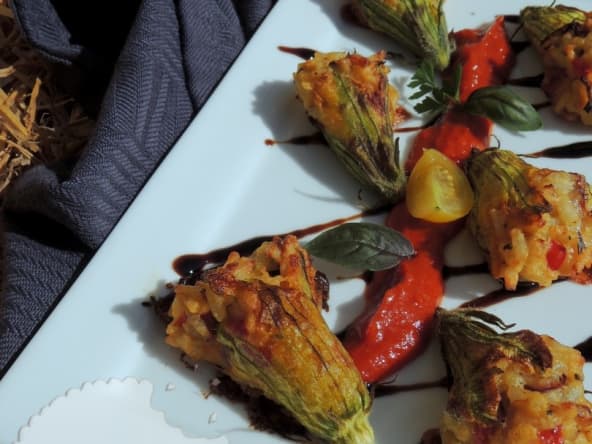 Fleurs de courgettes farcies au riz