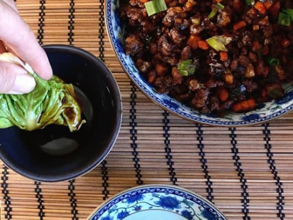 Sauté de porc façon wrap dans sa feuille de laitue