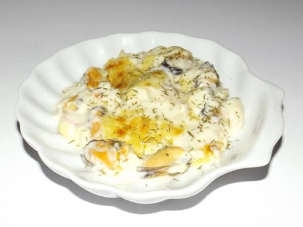 Fruits de mer gratinés à l'aneth et au parmesan