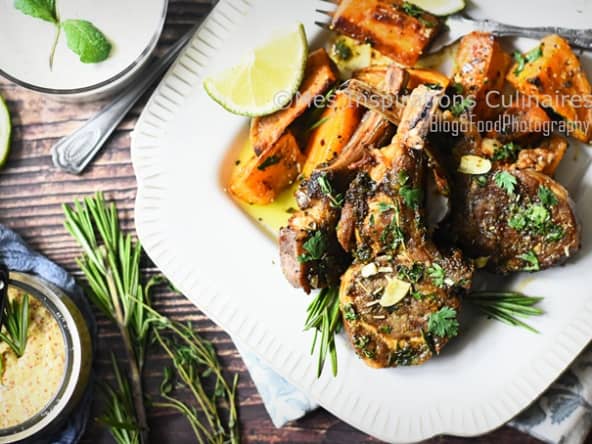 Côtelettes d'agneau a la marocaine, sauce Chermoula