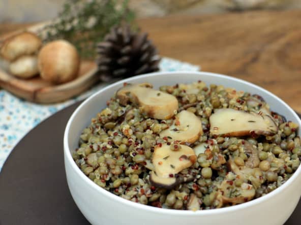 Salade de lentilles et quinoa aux cèpes