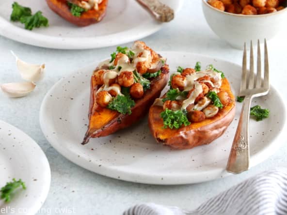 Patates douces farcies aux pois chiches