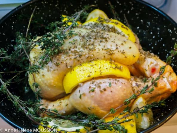 Poulet rôti au citron et au thym