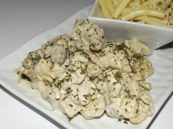 Émincé de poulet à la bière et aux champignons