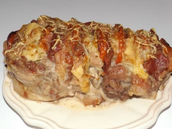 Rôti de porc Orloff au jambon de Parme, gruyère et tomate