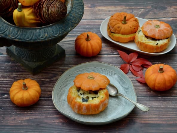 Petites courges farcies aux cèpes et au cantal