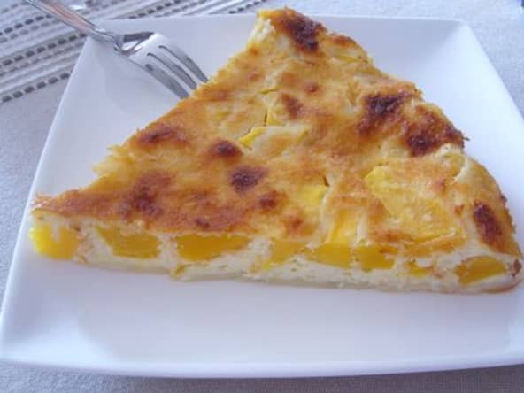 Clafoutis sans gluten mangue et noix de coco 