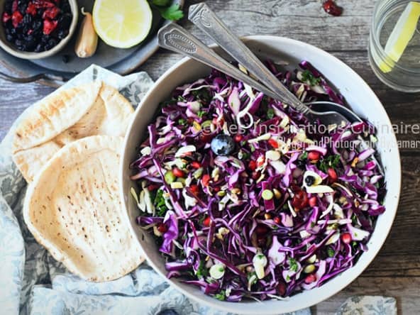 Salade de chou rouge et sa vinaigrette au sirop d'érable