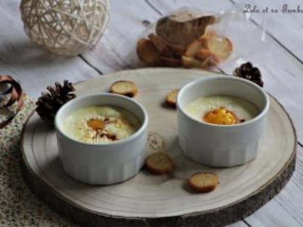 Oeufs cocottes au brie et lardons