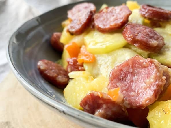 Poêlée de légumes et diots fumés