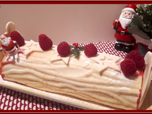 Bûche de noël au Lemon Curd et Framboises