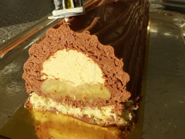 Bûche chocolat, banane, cacahuète et noix de coco