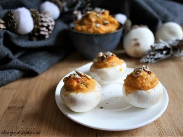 Champignons garnis à la tartinade de courge