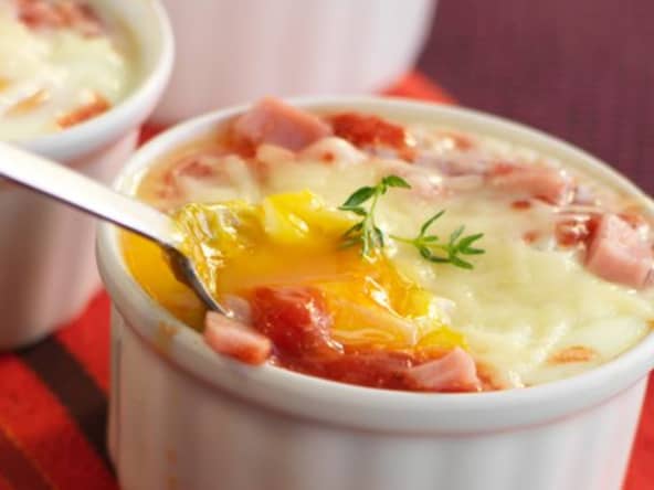Oeuf cocotte jambon et boursin au Cookeo